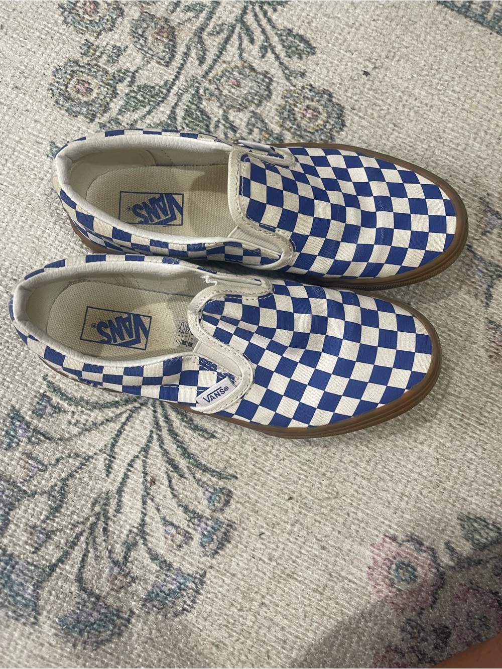 Vans Kids Slip-On Checkerboard Sneakers - Blue & White